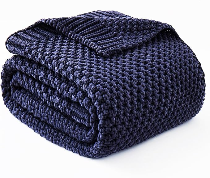 Topcee Knitted Weighted Blanket - 60"x80" 15lbs Queen Size Cooling Chunky Knit Heavy Blanket for Adults Cable Yarn Knit Decorative No Beads Soft Cozy and Cooling Weighted Throw Machine Washable