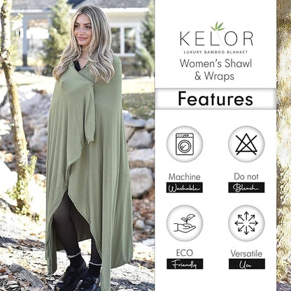 K E L O R Luxury Cooling Travel Blanket - Stretchy, Lightweight Soft & Breathable Shawl Wraps for Women