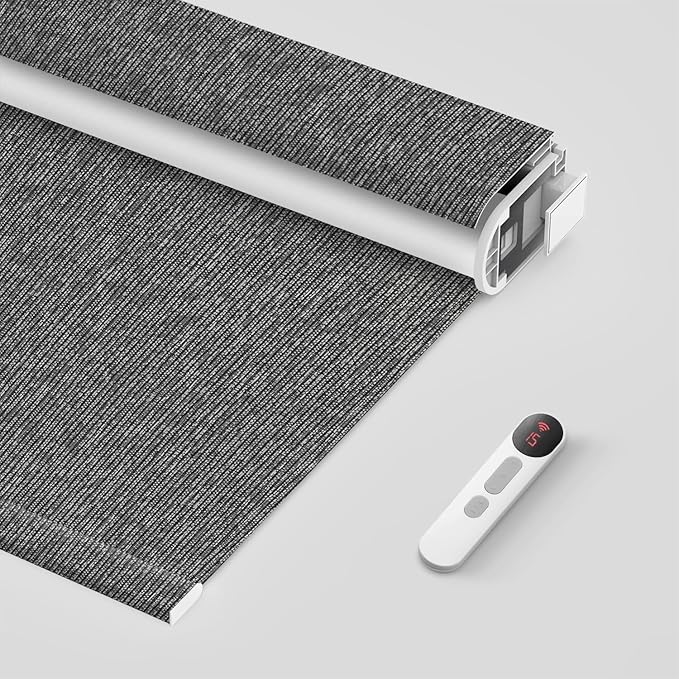 Bringnox No Drill Motorized Blinds with Remote,Blackout Windows,with Apple Homekit,Alexa,Google, with App,Voice Control Custom Size