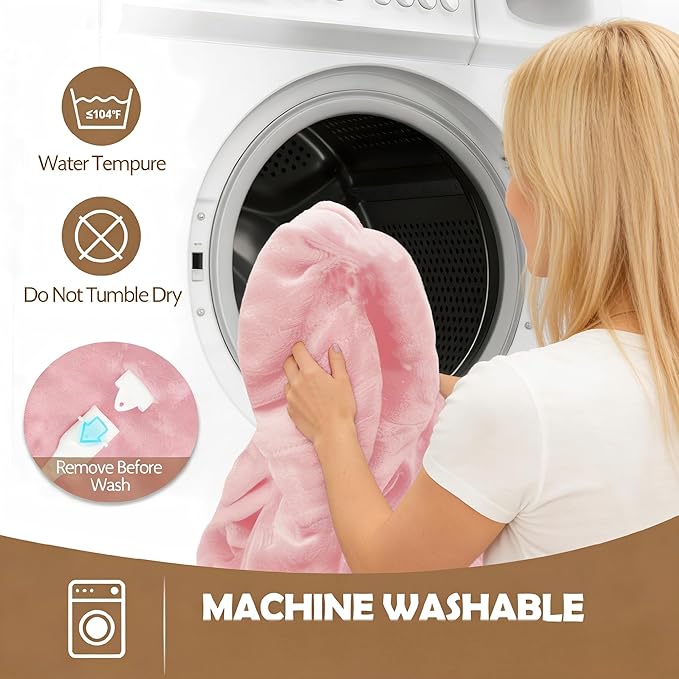 Wearable Heated Blanket with Foot Pocket, 52"x72" Electric Blanket with Sleeves for 12 Hours Timer6 Heat Settings, Flannel & Sherpa, Pink