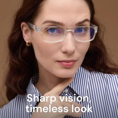 Gaoye 0.0 2-Pack of Reading Glasses for Women - Blue-Light Filter, UV Protection - Readers with Rectangle Frames