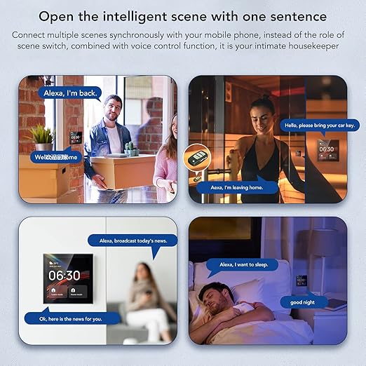 Smart Switch Smart Light Switch Scene Wall Switch Panel 100 to 240V with 4 Inch Touch Screen and Voice Control for Smart Home Control (Compatible with ZigBee and BT Devices)