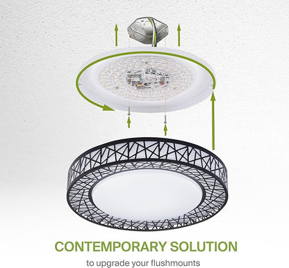 ASD 16 Inch Smart RGBW Flush Mount Ceiling Light with Remote - Matte Black 28W 120V 2700-6500K Dimmable Ceiling Light Fixture, WiFi App Control RGB Lights, Alexa & Google Assistant - ETL