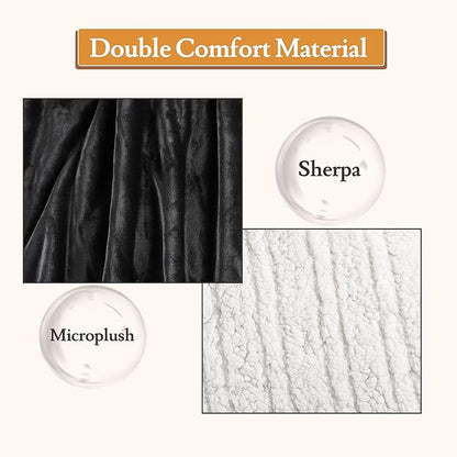 Electric Heated Blanket 72"x84" Full Size Flannel & Sherpa - 4 Heat Settings & 10H Auto Shut Off for Safe Overnight Use, Fast Heating, Machine Washable for Bed, Couch, Office - Dark Gray