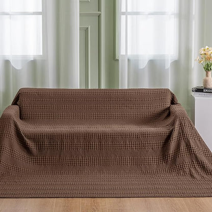PHF Cooling Waffle Blanket California King Size, Lightweight 60% Rayon Derived from Bamboo & 40% Cotton Breathable Blanket for Hot Sleepers, Soft and Luxury for Bed Couch and Sofa, 110"x96", Chocolate