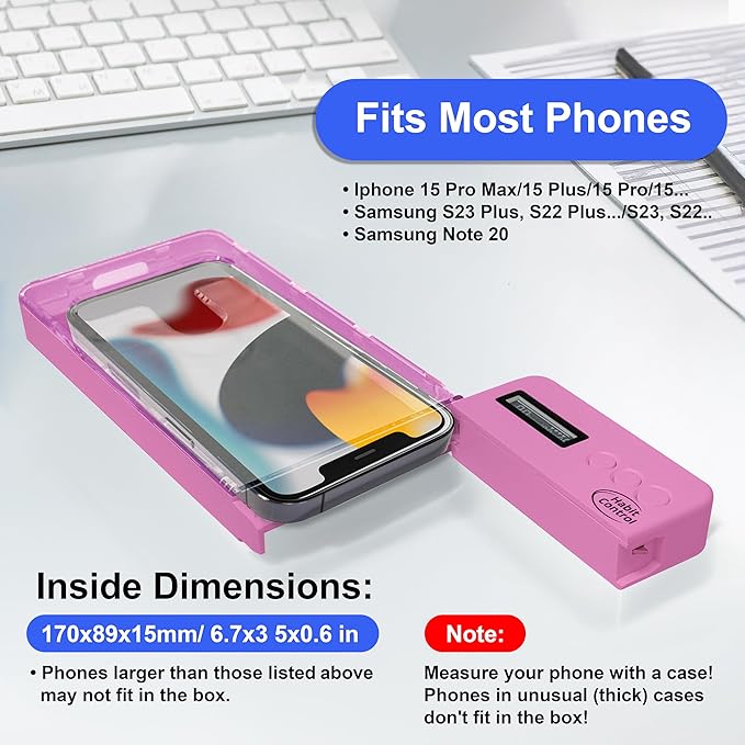 Locker Phone Holder - Timed Phone Lock Case Bad Habits, Time Locking Container, Smartphone Jail with Timer Reduce Screen Time Improve Productivity, Cell Phone Storage Box - Pink
