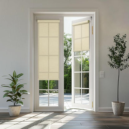 BERISSA Light Filtering Roller Shades for Windows,Cordless Roller Window Shades with Cassette Valance,Linen Roller Blinds,Thermal Insulation Window Shades for Home Door Office. Beige.53 W x 48" H