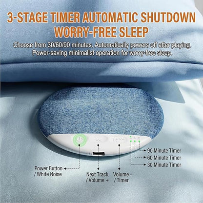 Sleep Speaker Under Pillow, Bone Conduction Pillow Speaker, Ultra-Thin Bluetooth Pillows Speakers with White Noise Sound, Volume Control & Auto-Off Timer