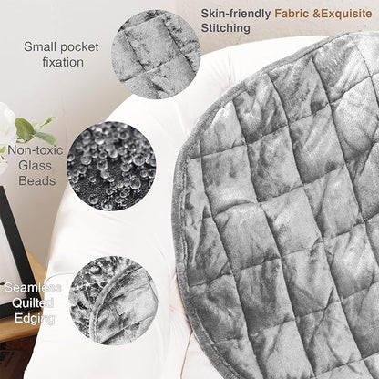 Alomidds Weighted Lap Blanket 7lbs, Cozy Breathable Flannel Weighted Lap Pad for Adults, Small Weighted Blanket for Travel, Couch, Grey, 29" x 24"