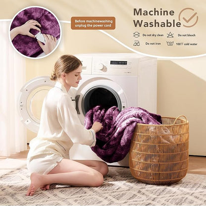 Homemate Electric Heated Blanket Full Size - 72"x84" Heating Blanket Full Size 1/2/4/6/8 Hours Auto-Off 10 Heat Level Over-Heat Protection Luxury Faux Fur Sherpa ETL Certification
