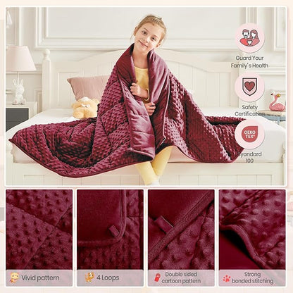 HOSUKKO Weighted Blanket - 2 lbs Burgundy Thciken Heavy Blanket - Small Size Breathable Blanket(20 * 30 inches, 2 lbs)