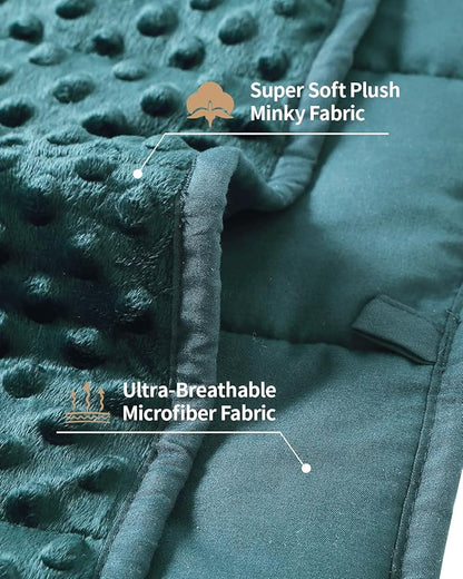 Mr. Sandman Weighted Blanket for Adults Queen Size 20 lbs, Soft Cooling Heavy Minky Blanket for Sleep, Washable Throw Blanket with Glass Beads, 60 x 80 Inches, Dark Green