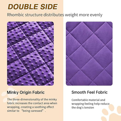 Yescool Purple Weighted Blanket for Dogs, 3 lb Thunder Blankets Shirt for Dogs, 36 x 48 inch Medium Puppy Blanket for 20-45lb, Weighted Pet Blankets for Thunderstorms, Fireworks and Construction Noise