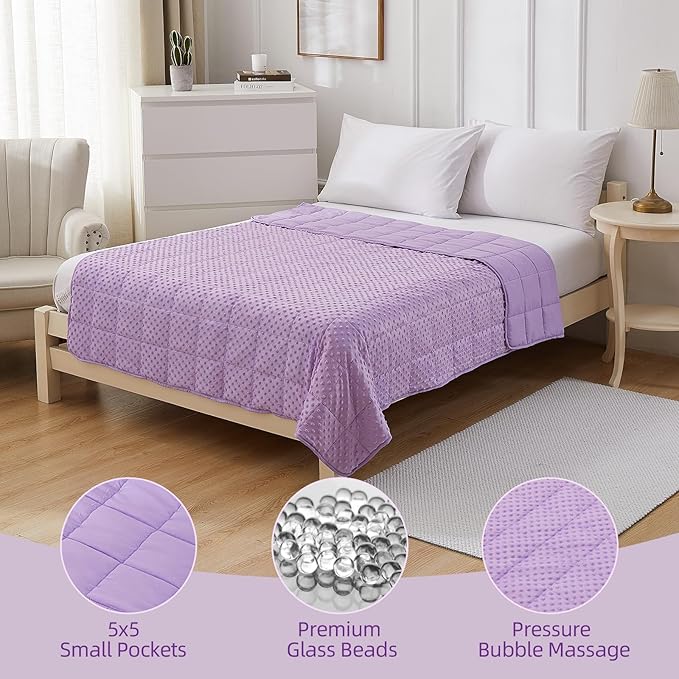 Weighted Blanket for Women and Men, Comfortable and Soft Throw Weighted Blanket with Premium Glass Beads for All Season 5 lbs 40"x60" Purple