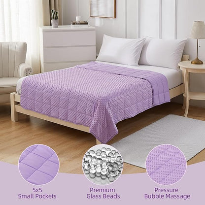Weighted Blanket for Adults, Comfortable and Soft Throw Weighted Blanket with Premium Glass Beads for All Season 20 lbs 60"x80", Purple