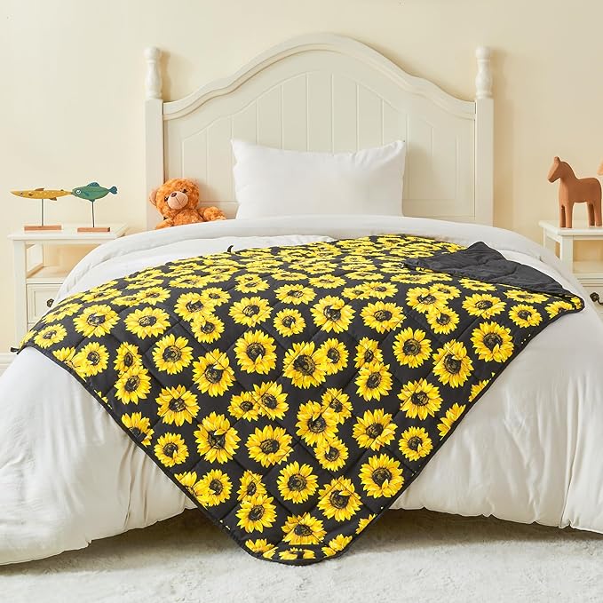 yescool Weighted Blanket 7 Pounds Cooling Weighted Lap Blanket, Sunflower Heavy Blanket for Sleeping, Breathable Weighted Throw Blanket Gift for 60-80lbs, 40"x60"