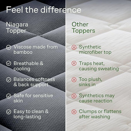 Ultra Soft Twin XL Size Mattress Topper - Viscose Made from Bamboo Pillow Top Mattress Pad for Back Pain Relief - Naturally Cooling for Hot Sleepers, Gray