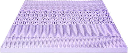 Mellow 3 Inch 5-Zone Memory Foam Mattress Topper, Soothing Lavender Infusion, Dorm Essentials, Twin