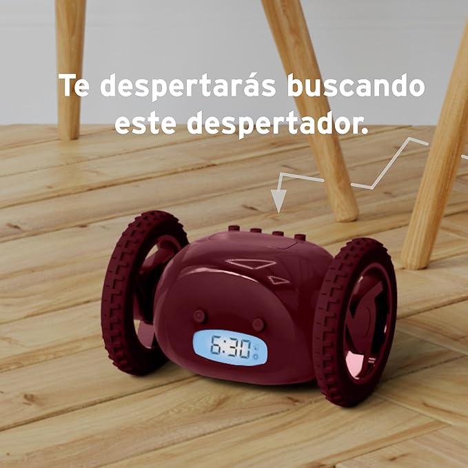 CLOCKY Alarm Clock on Wheels – Loud Rolling Alarm Clock for Heavy Sleepers | Runaway Clock That Jumps & Runs to Wake You Up | Funny Unique Gift for Adults, Teens & Kids Bedrooms (Wine)