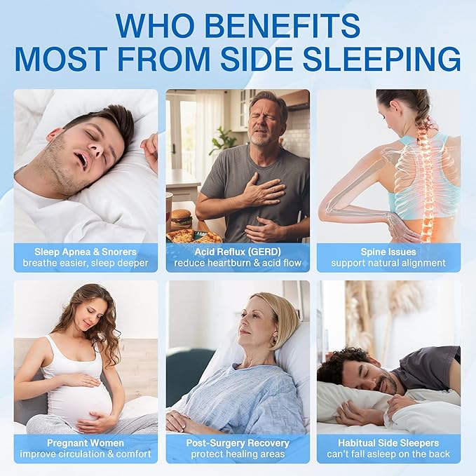2-in-1 Side Sleeper Pillow for Adults Set–Ergonomic Contour Cervical Neck Pillow Memory Foam +Leg/Knee Pillow for Side Sleepers,Sciatica&Neck Pain Relief,Cooling Ice-Silk Removable Covers