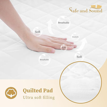 Quilted Fitted Twin XL Mattress Pad Cover, Waterproof Mattress Protector, Deep Pocket Elastic Fits Up to 18'', Breathable Soft Alternative Filling Mattress Pad (2 Pack)
