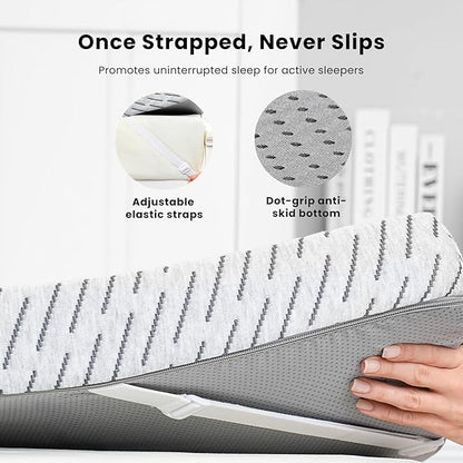 Bamboo Mattress Topper Twin Size 4 Inch, Cooling Gel & Bamboo Charcoal Memory Foam Mattress Topper for Back Pain Relief, Firm Dual-Layer Foam Bed Pad with Removable Cover College Dorm