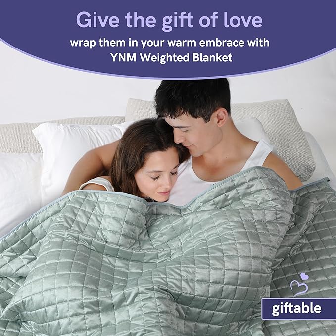 YnM Cooling Weighted Blanket for Adults, 15lbs Heavy Bed Throw Comforter with 100% PE Fabric, Ideal for Hot Sleepers or Summer Days(60x80 Inches for Queen/King Bed, 15 Pounds, Green)