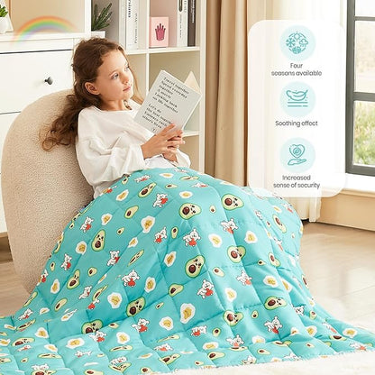 HOSUKKO Weighted Blanket - 10 lbs Green Avocado Heavy Blanket - Breathable Blanket(41 * 60 inches, 10 lbs)