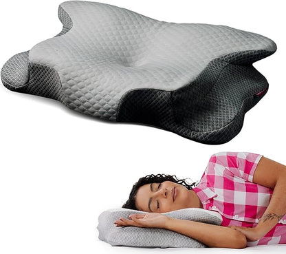 IWS I WANNA SLEEP Cervical Original Neck Plus Charcoal Premium Ergonomic Memory Foam Activated Charcoal Hypoallergenic Pillow for Neck and Back Pain Relief – Orthopedic Pillow