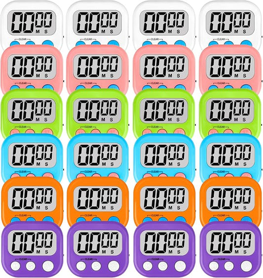 ZILLEEN Classroom Timers for Kids Classroom Magnetic Digital Kitchen Timers for Cooking Teachers Gym Game 24 pcs