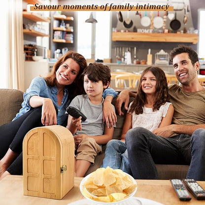 Bamboo Phone Jail with Lock, Phone Box for Family Time Cell Phone Lock Box with 3 Charging Holes, Self-Discipline Box Help People Focus Back