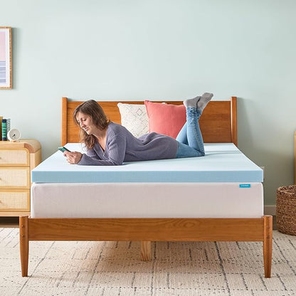 LINENSPA Memory Foam Mattress Topper - 3 Inch Gel Infused Memory Foam - Plush Feel - Cooling and Pressure Relieving - CertiPUR Certified - Dorm Room Essentials - Twin XL Size