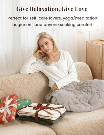 ZonLi Weighted Lap Blanket 3lbs for Meditation, Yoga, Napping, Sleeping and Travel, Cotton Weighted Blanket for Adults, Skin Friendly & Machine Washable, 29x24 inches, Light Gray