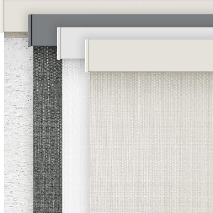 AOSKY Linen Roller Blinds Shades for Indoor Windows Pull Down Cordless Blackout Black Out Window Shade 42 Inch Blinds for Home Beige