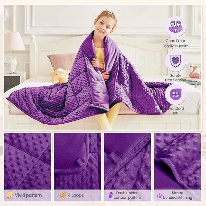 HOSUKKO Weighted Blanket - 10 lbs Purple Thciken Heavy Blanket - Small Size Breathable Comfortable Blanket(50 * 60 inches, 10 lbs)