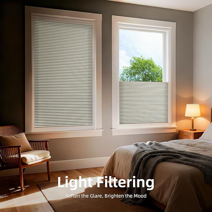 ZSTARR Motorized Skylight Shades Blackout Cellular Honeycomb Electric Blinds with Solar Panel Cordless Rechargeable with Remote for Roof and Slanted Windows Custom Size (LF Light Coffee)