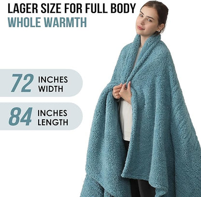 Heated Blanket Full Size Electric Heating Blanket with 6 Heating Levels & 1-10 Hours Adjustable Timer, Soft Cozy Sherpa Washable with ETL Certified for Whole Body, 72"X84", Slate Blue