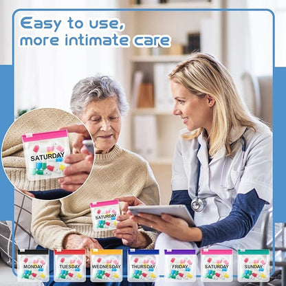 70 Pcs Weekly Pill Pouch Bags Zippered Reusable Medicine Organizer Set Self Sealing Medicine Organizer Travel Plastic Pill Bags with Slide Lock for Small Items Storage(Colored)