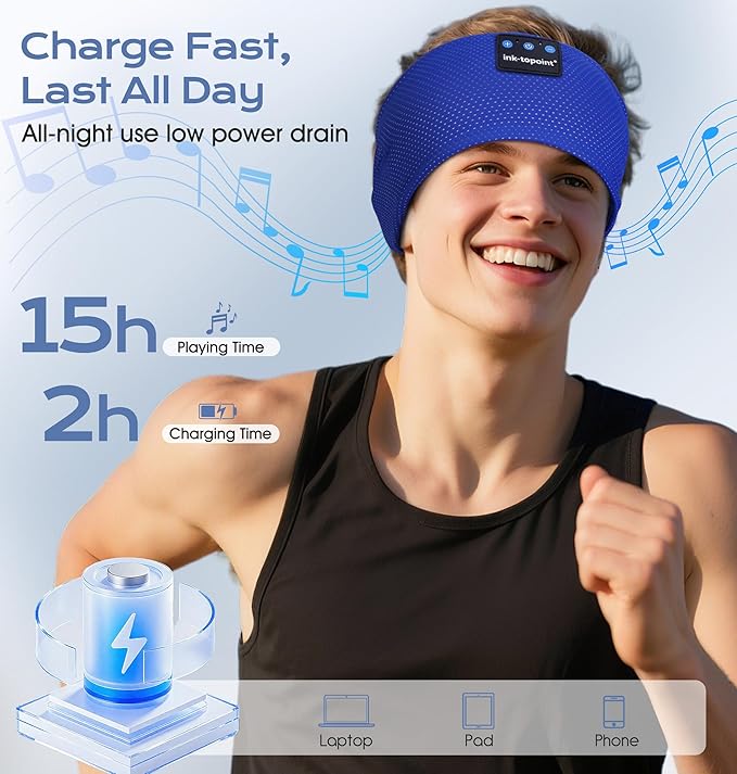 ink-topoint Sleep Headphones Bluetooth 5.4 Headphone, Sports Earphones with HD Stereo Speakers Breathable Sports Headphones for Running, Yoga, Travel, Sleeping, Ideal Gifts for Men Women