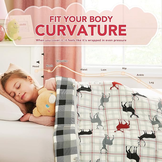 CuteKing Weighted Blanket - Weighted Blanket with Premium Glass Beads - Breathable Heavy Blanket for Comfort Sleep - Soft Thick Blanket All Season(10lbs, 50"x60", Deer)