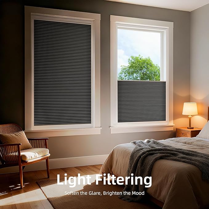 ZSTARR Motorized Skylight Shades Blackout Cellular Honeycomb Electric Blinds with Solar Panel Cordless Rechargeable with Remote for Roof and Slanted Windows Custom Size (LF Charcoal)