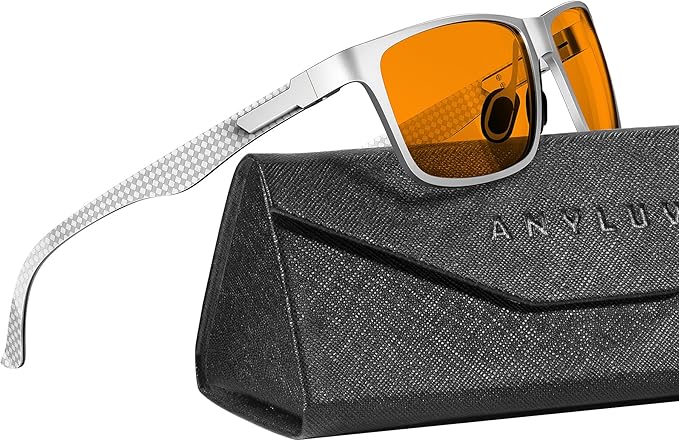 ANYLUV Blue Light Blocking Glasses Men Computer Gaming Glasses Lightweight Al-Mg Metal Anti Eyestrain Eye Protection