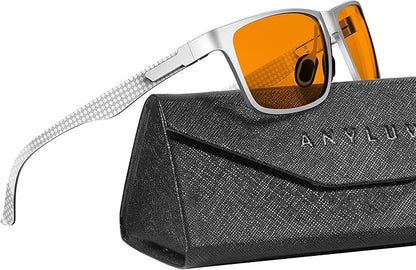 ANYLUV Blue Light Blocking Glasses Men Computer Gaming Glasses Lightweight Al-Mg Metal Anti Eyestrain Eye Protection