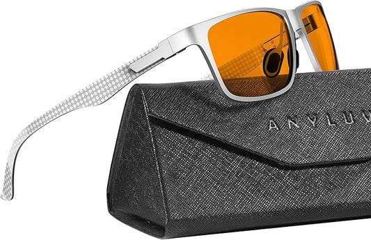ANYLUV Blue Light Blocking Glasses Men Computer Gaming Glasses Lightweight Al-Mg Metal Anti Eyestrain Eye Protection