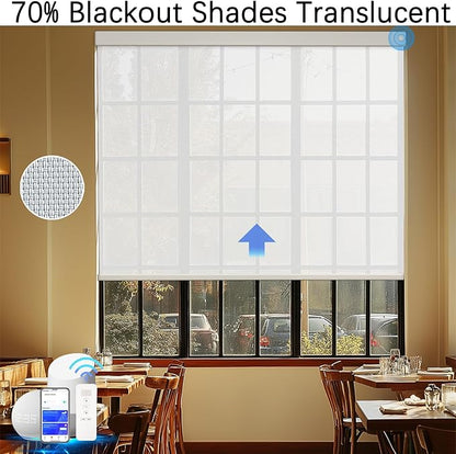 Motorized Blinds with Remote Cordless Automatic Motorized Shades Custom Blinds for Windows Smart Curtains Compatible with Alexa Google Home(3% Solar White,W20 x H72in)