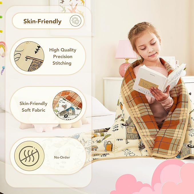 CuteKing Weighted Blanket - Weighted Blanket with Premium Glass Beads - Breathable Heavy Blanket for Comfort Sleep - Thick Blanket All Season(10lbs, 40"x60", Camping)