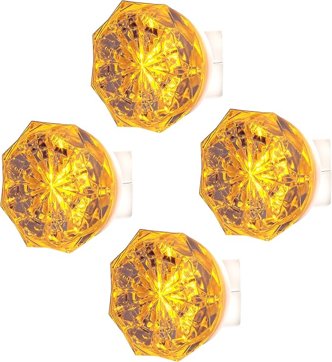 GE SleepLite Jewel LED Night Light, Plug-in, Always On, Amber, UL-Certified, Energy Efficient, Ideal Nightlight for Bedroom, Bathroom, Nursery, Hallway, Kitchen, 85881, 4 Pack
