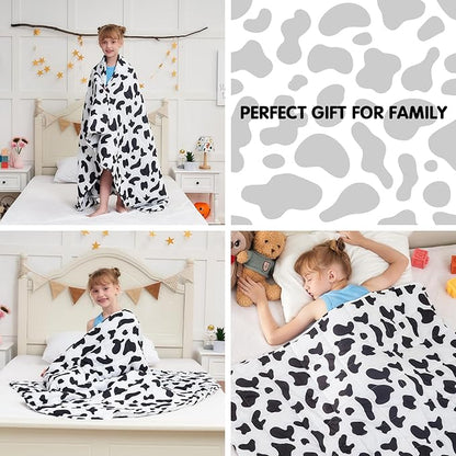 yescool Weighted Blanket 5 Pounds Cooling Weighted Lap Blanket, Cow Print Heavy Blankets, Comfortable Weighted Throw Blanket Gift for 40-60lbs, 36"x48"