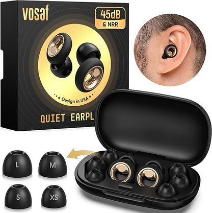 Noise Cancelling Ear Plugs for Sleeping, Reusable Silicone Ear Plugs for Noise Reduction, Soft Hearing Protection with 8 Ear Tips for Concerts, Work, Shooting, and Travel(Black)