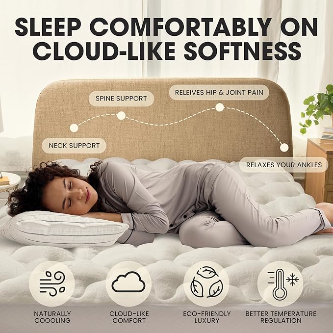 Cheer Collection Twin XL Size Rayon from Bamboo Mattress Topper – Thick, Plush, and Cooling Mattress Pad, Machine Washable Mattress Topper for Twin XL Bed